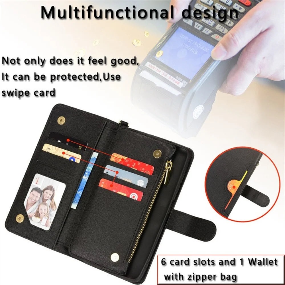 Magnetic Wallet Zipper Leather Galaxy Z Fold Case - DealJustDeal