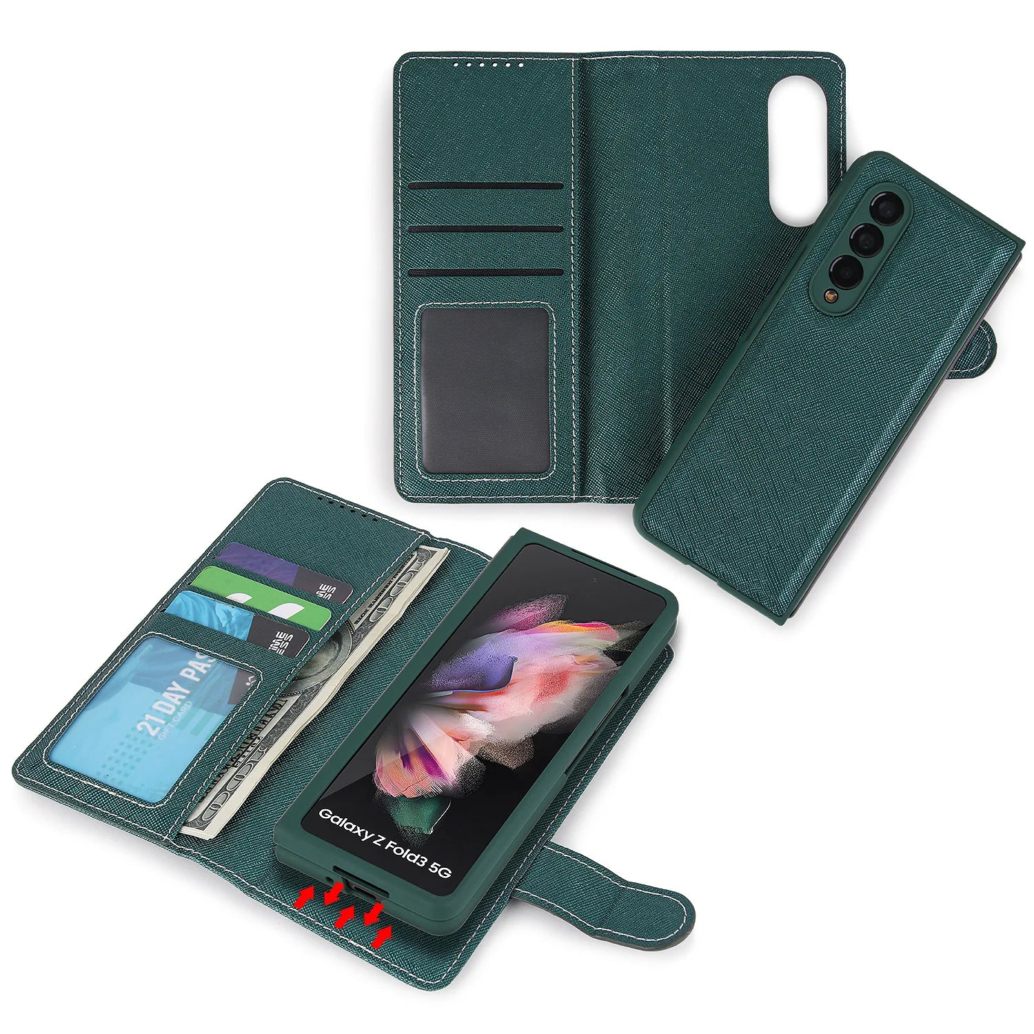 Magnetic Leather Card Slot Wallet Galaxy Z Fold Case - DealJustDeal