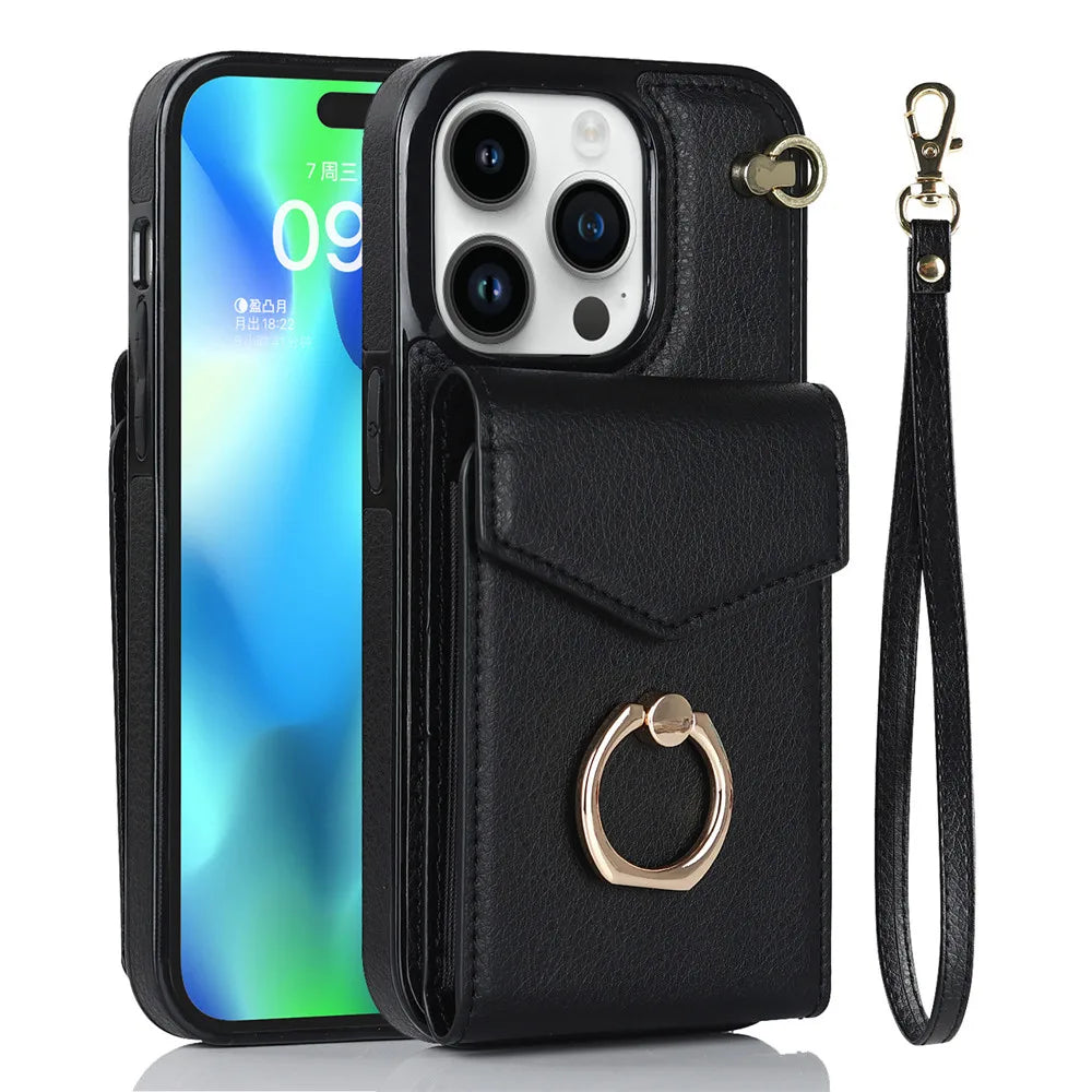 Wallet Card Holder Leather iPhone Case - DealJustDeal