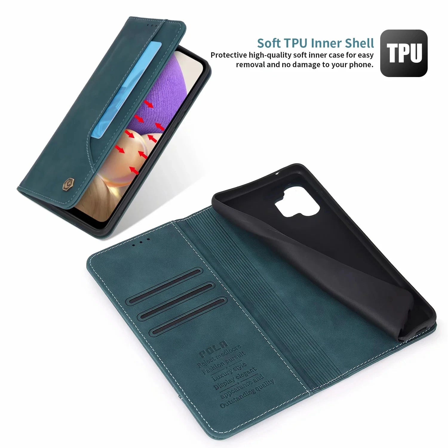 Wallet Magnetic Card Holder Leather Galaxy A Case - DealJustDeal