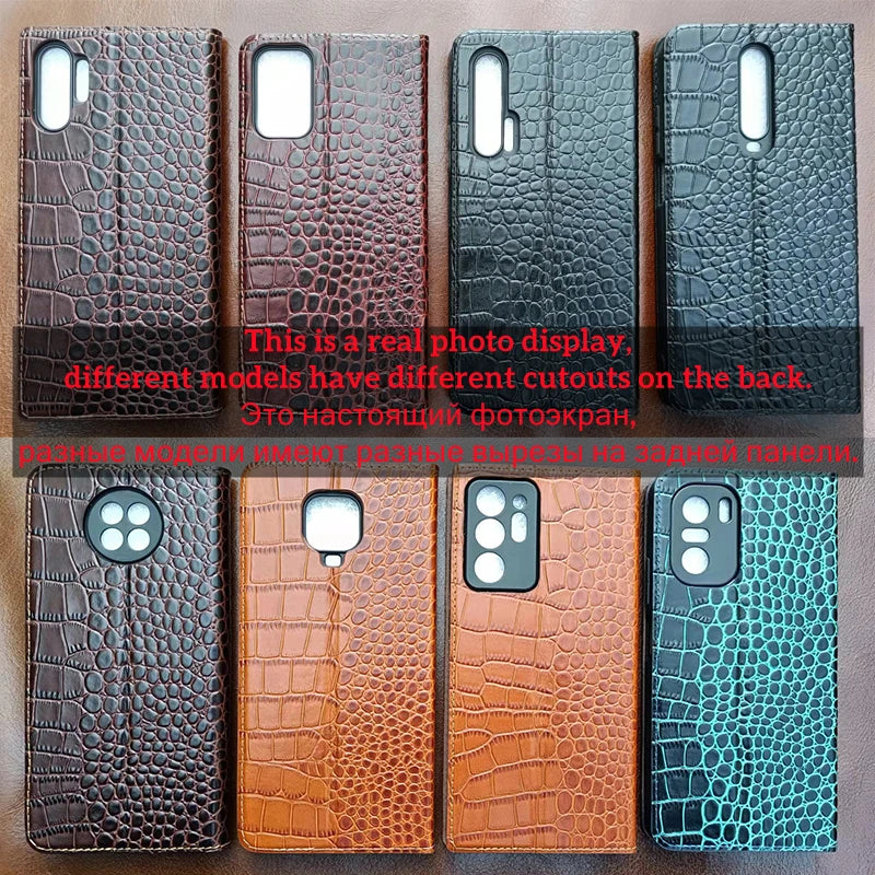 Crocodile Genuine Leather Flip Google Case - DealJustDeal