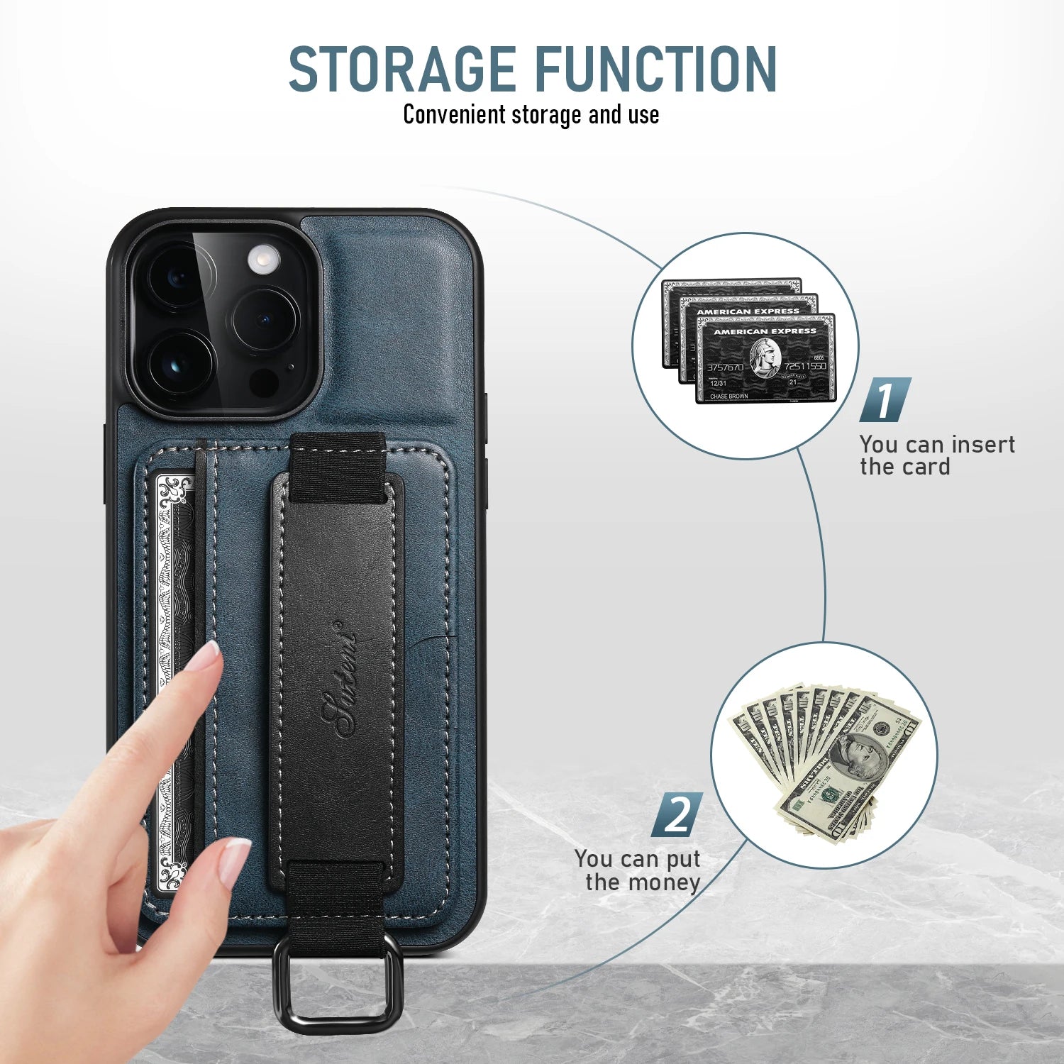 Wrist strap Leather Wallet iPhone Case - DealJustDeal