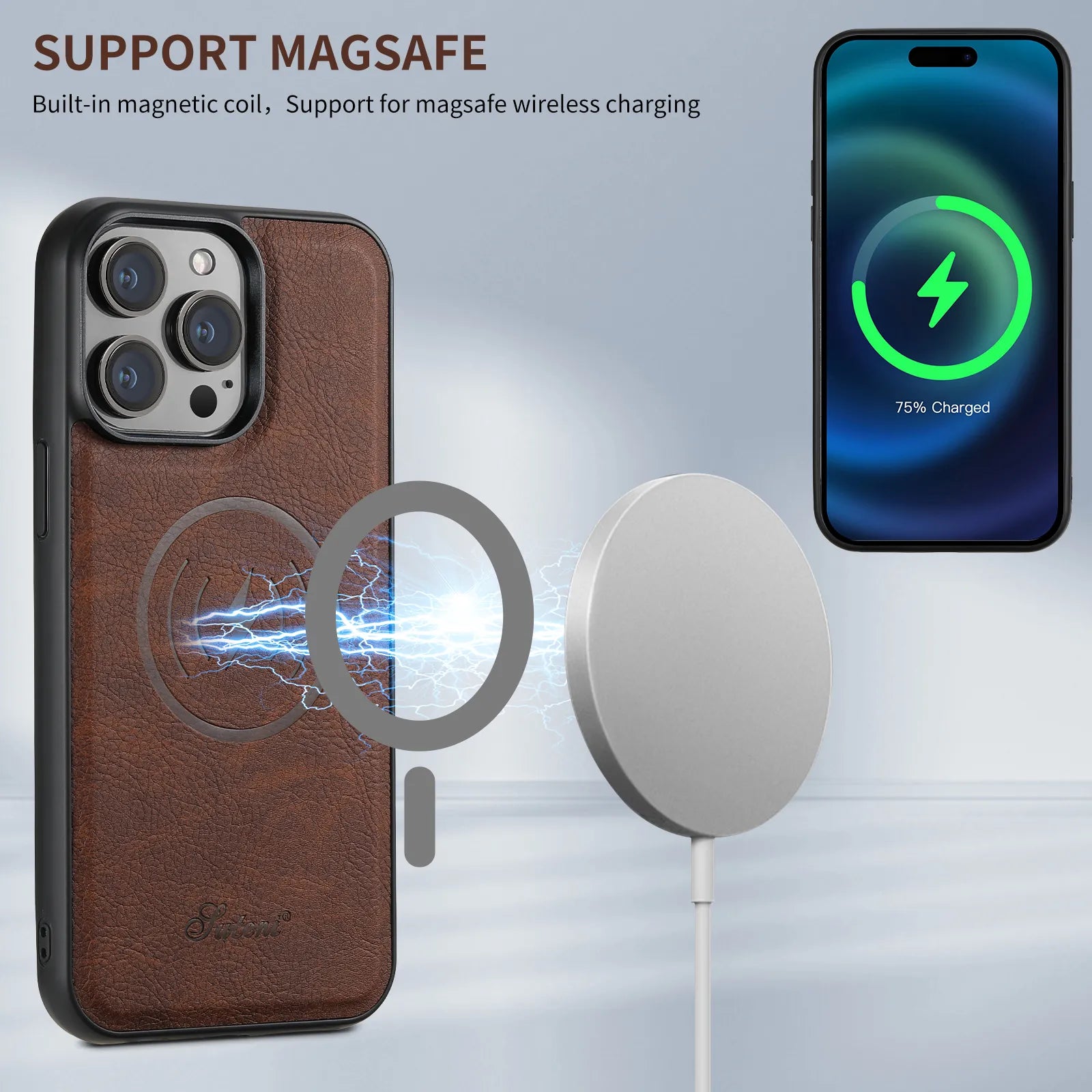 Magnetic MagSafe Card Holder 2 in 1 Leather  Galaxy S Case - DealJustDeal