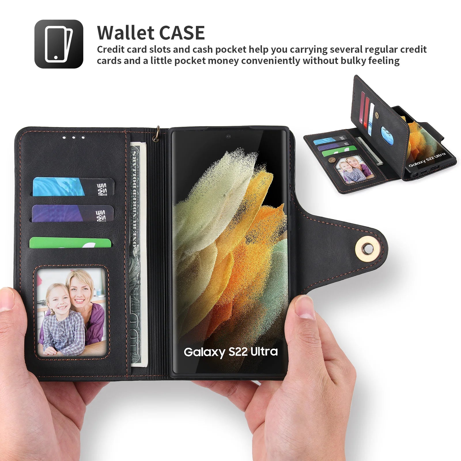 Card Slot Flip Wallet Leather Galaxy A and S Case - DealJustDeal