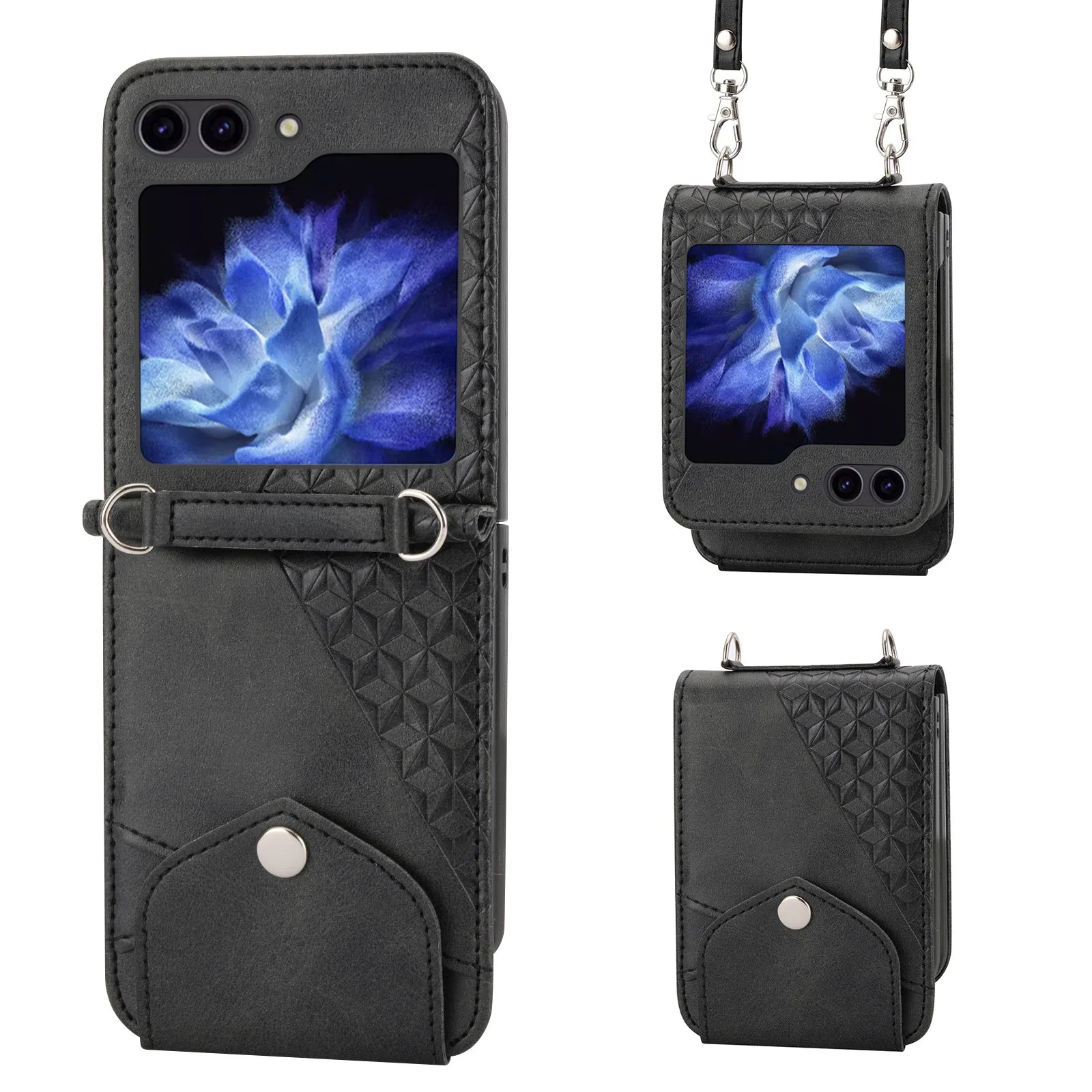 Wallet Cards Holder Hinge Protection Leather Galaxy Z Flip Case - DealJustDeal