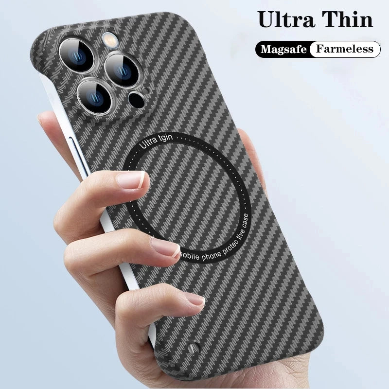 Ultra Thin For Magsafe Magnetic Carbon Fiber Frameless iPhone Case - DealJustDeal