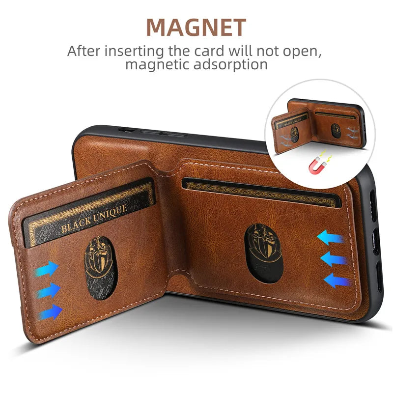 Luxury Magnetic Flip Leather Wallet iPhone Case - DealJustDeal