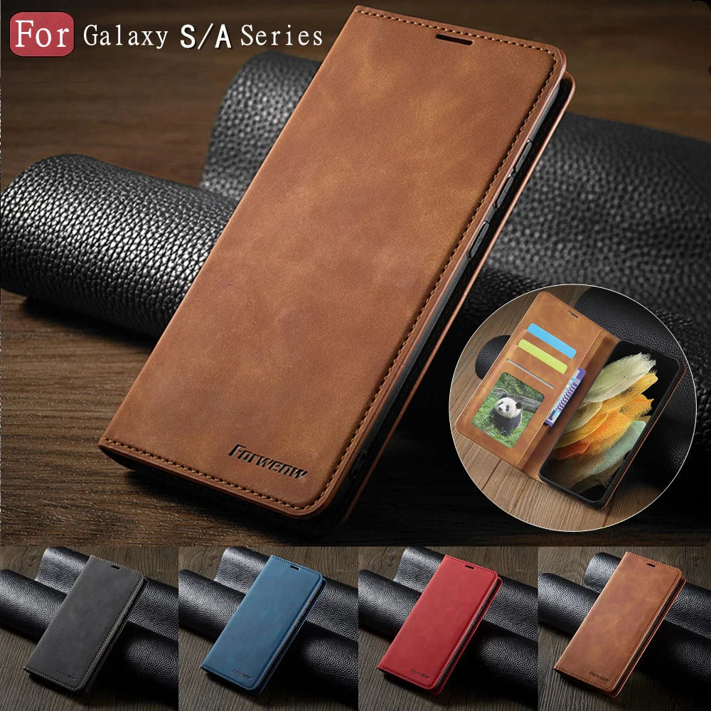 Flip Wallet Leather Galaxy Case - DealJustDeal