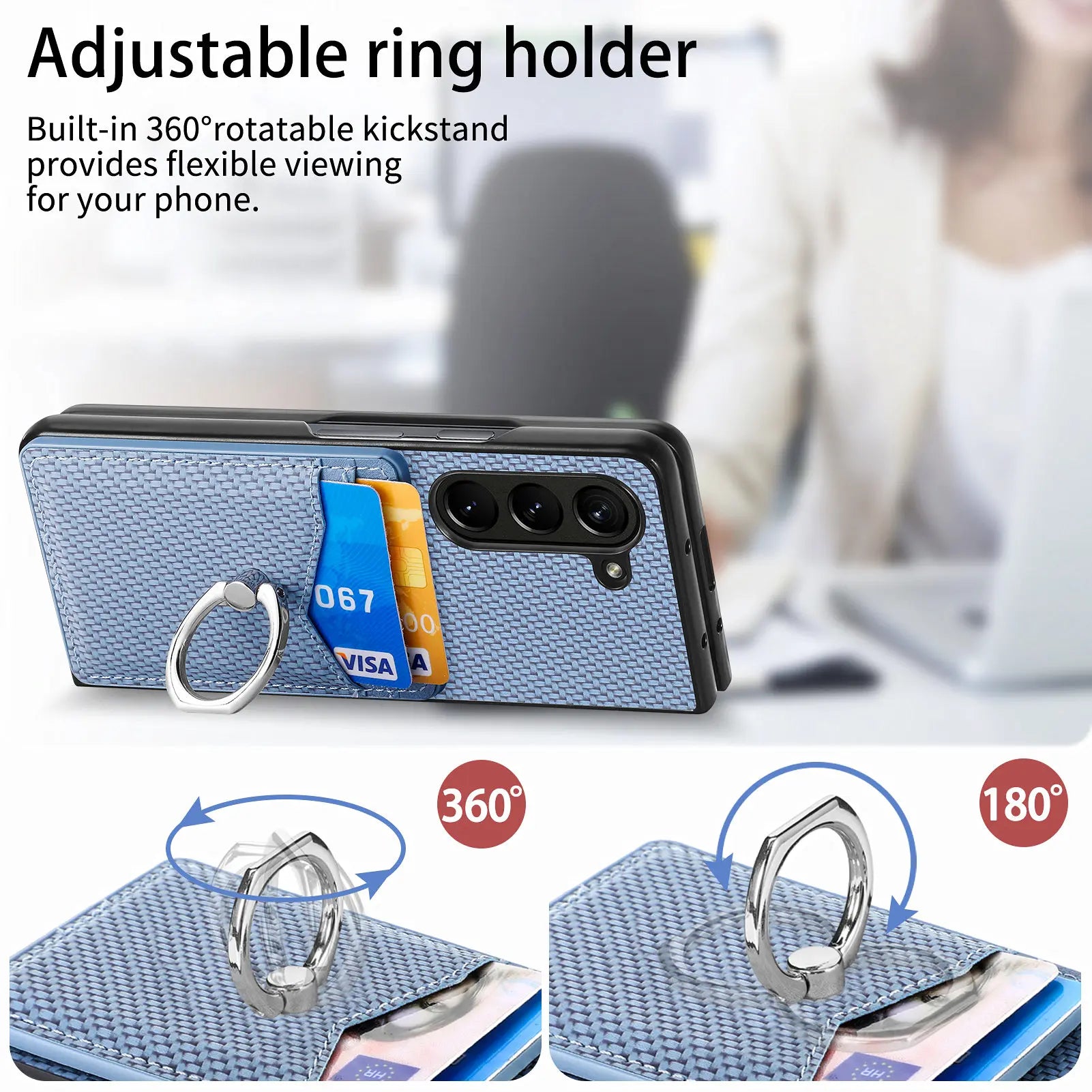 Carbon Fiber Magnetic Cards Slot Wallet Galaxy Z Fold Case - DealJustDeal