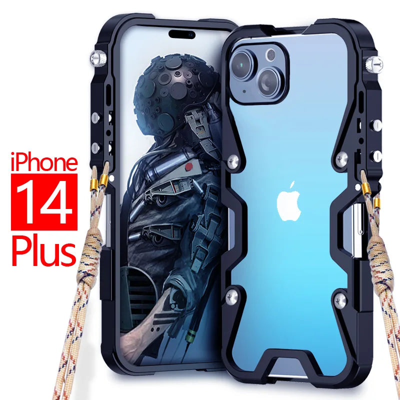 Mechanical Purely Handmade Skull Armor Metal Aluminum iPhone Case - DealJustDeal