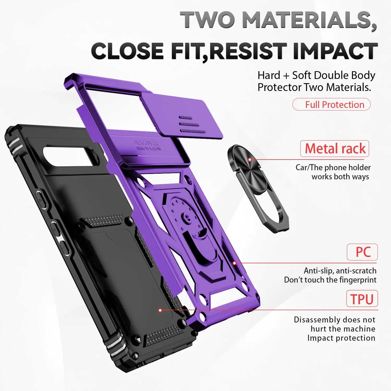 Hybrid Dual Layer Magnetic Google Case, Slide Camera Lens Protection - DealJustDeal