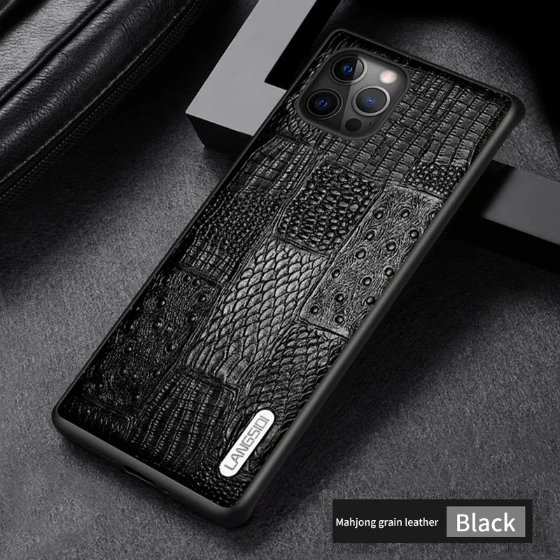 Retro Splice Genuine Leather iPhone Case - DealJustDeal