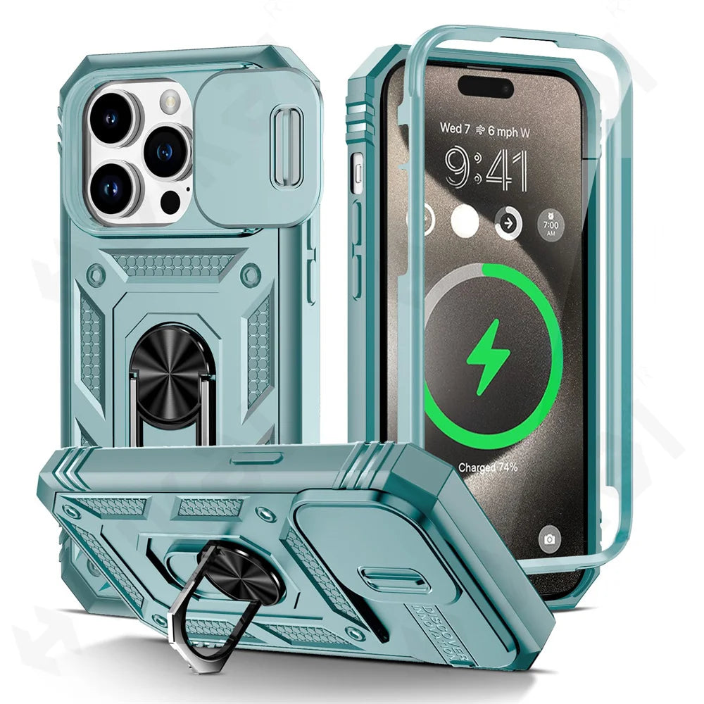 Heavy Duty with Camera 360 Degree Rotate Kickstand Sturdy Shockproof iPhone Case - DealJustDeal