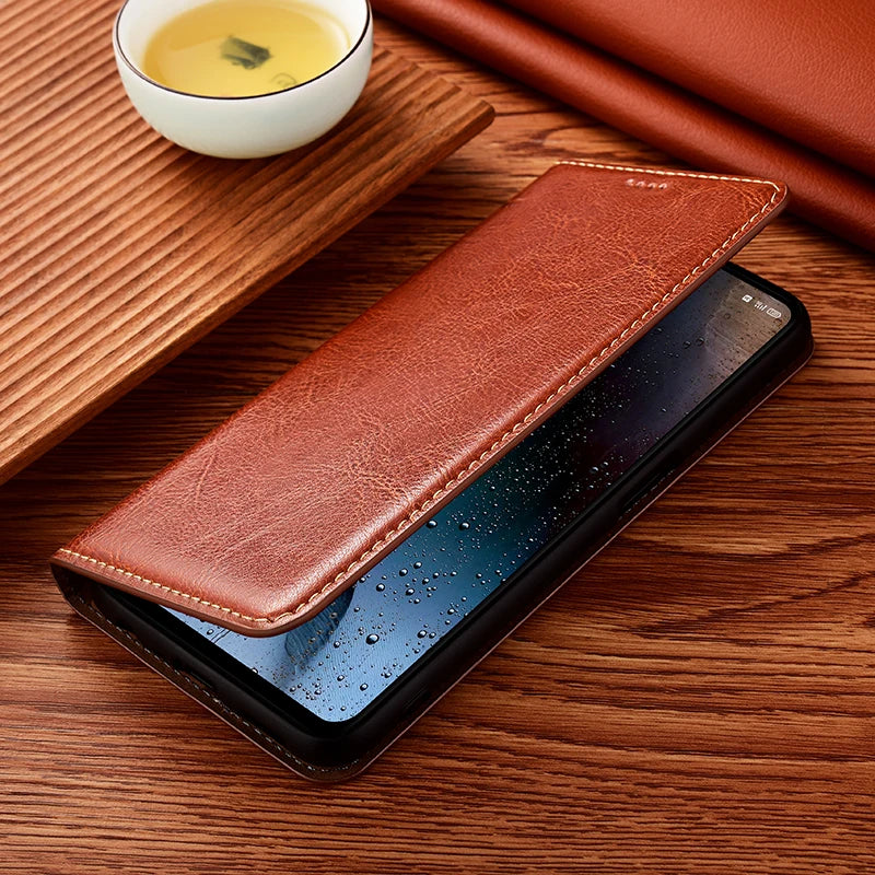 Vintage Magnetic Wallet Genuine Leather Galaxy S Case - DealJustDeal