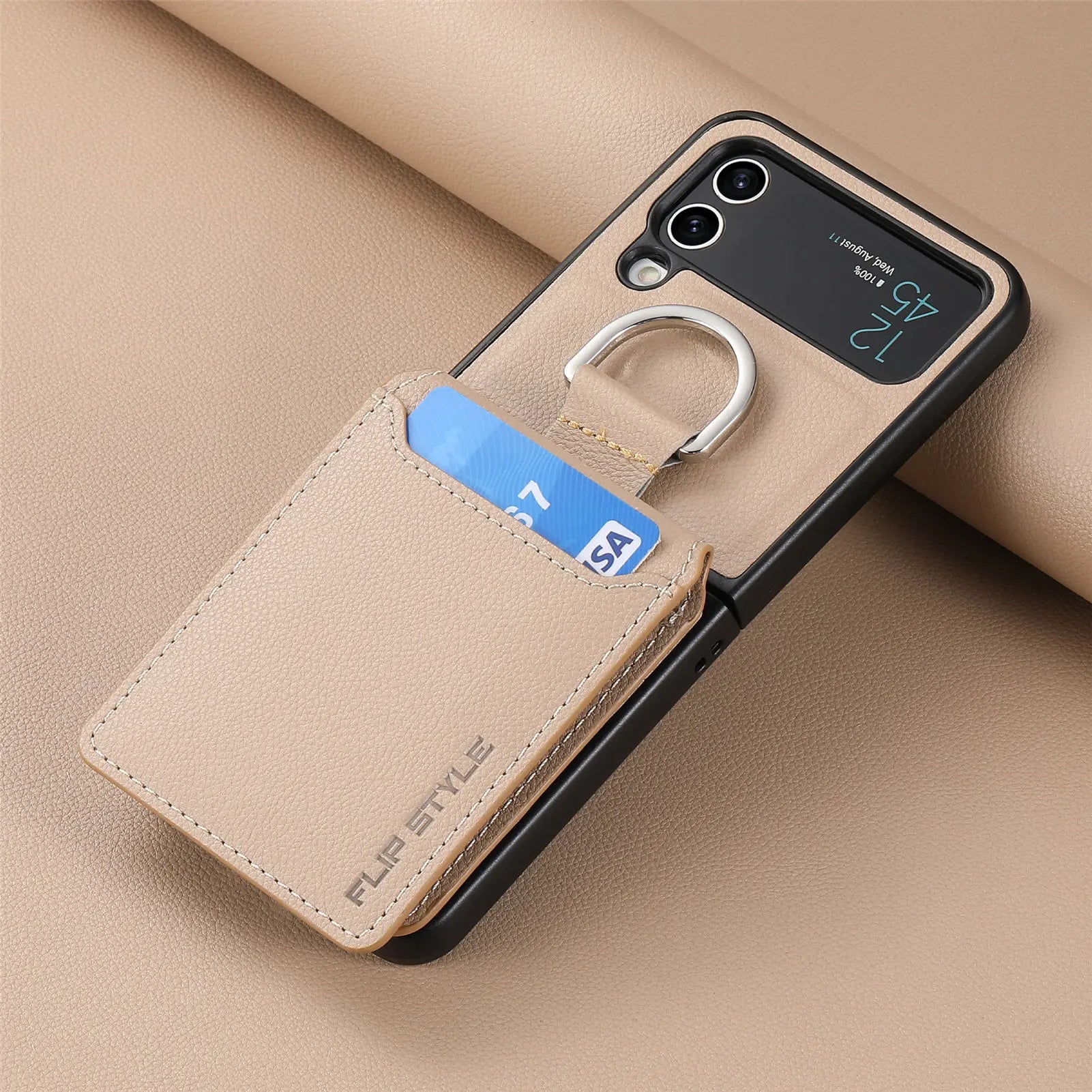 Lychee Pattern Leather Galaxy Z Flip Case - DealJustDeal