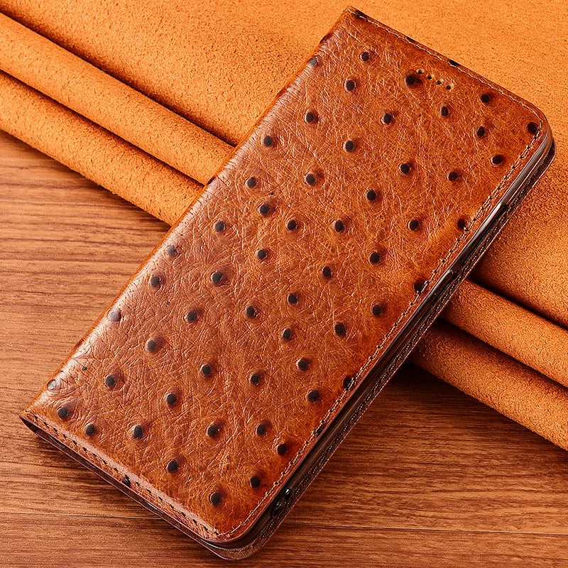 Magnetic Flip Ostrich Veins Genuine Leather Galaxy S Case - DealJustDeal