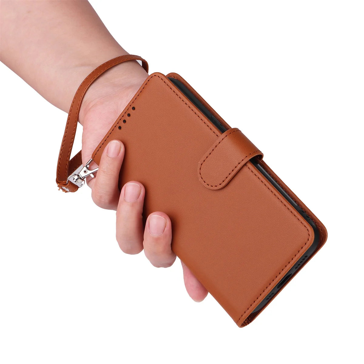 2 in 1 Detachable Magnetic Slim Wallet Leather Galaxy Case with Wrist Strap - DealJustDeal