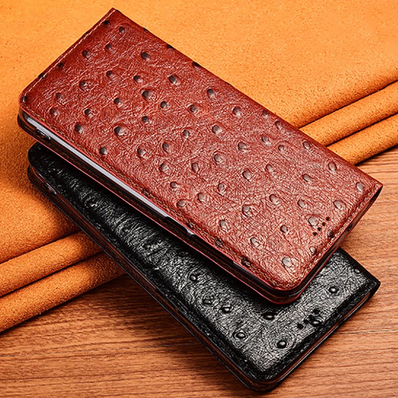 Magnetic Flip Ostrich Veins Genuine Leather Galaxy S Case - DealJustDeal