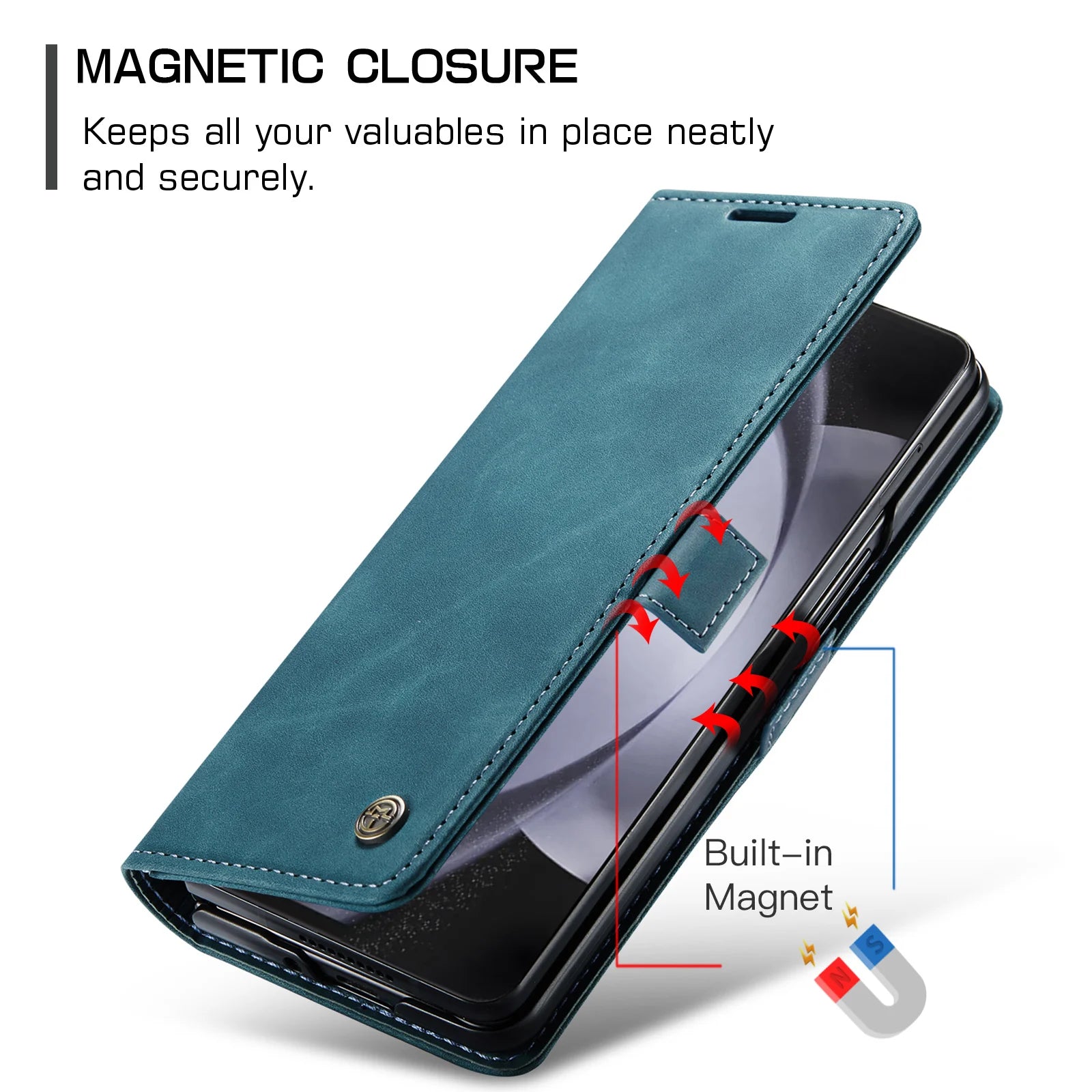 Matte Card Slot Magnetic Stand Wallet Leather Galaxy Z Fold Case - DealJustDeal