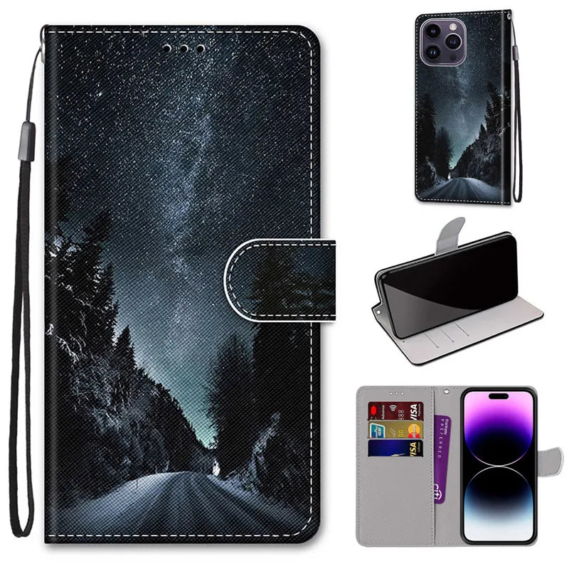 Wallet Stand Book Flower Pattern Flip Leather Galaxy A Case - DealJustDeal