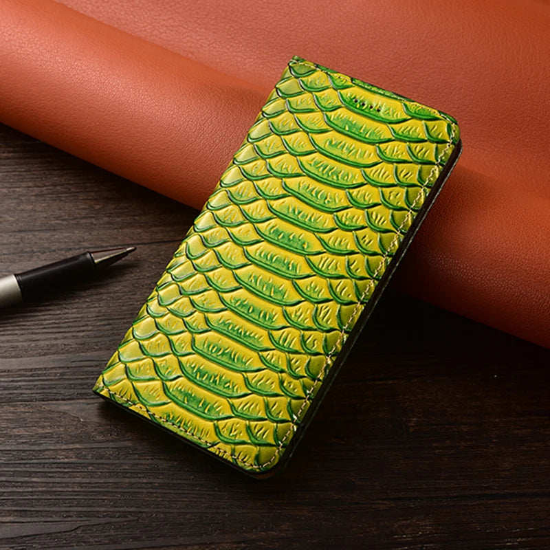 Snake Texture Genuine Leather Google Case - DealJustDeal