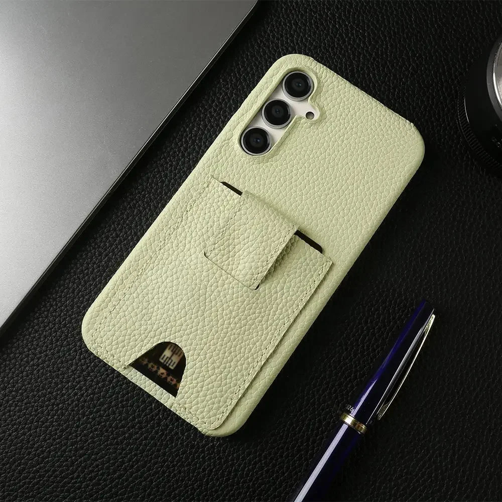 Card Holder Slot Genuine Leather Galaxy A, Note and S Case - DealJustDeal