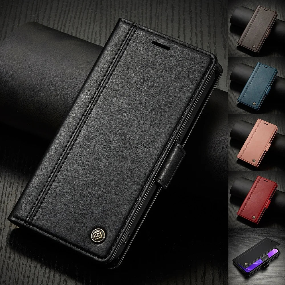 Magnetic Folio Card Slots Leather Wallet iPhone Case - DealJustDeal