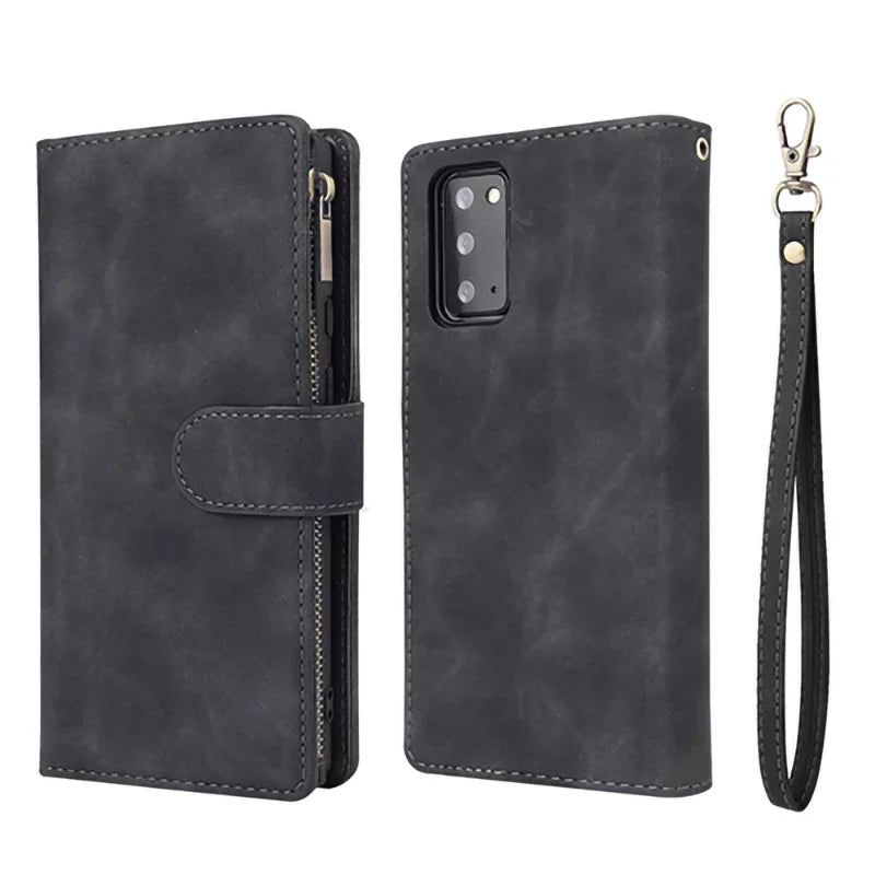 Magnetic Flip Zipper Card Pocket Wallet Leather Galaxy Note and S Case - DealJustDeal