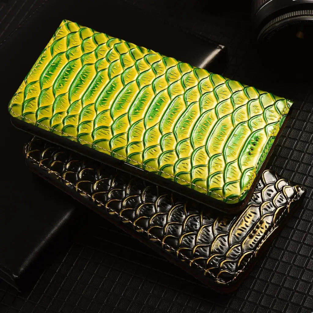 Snake Texture Genuine Leather iPhone Case - DealJustDeal