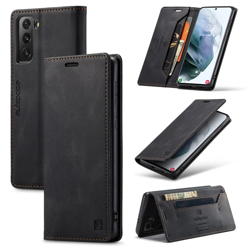 Flip Magnetic Card Pocket Leather Galaxy A, M and Note Case - DealJustDeal