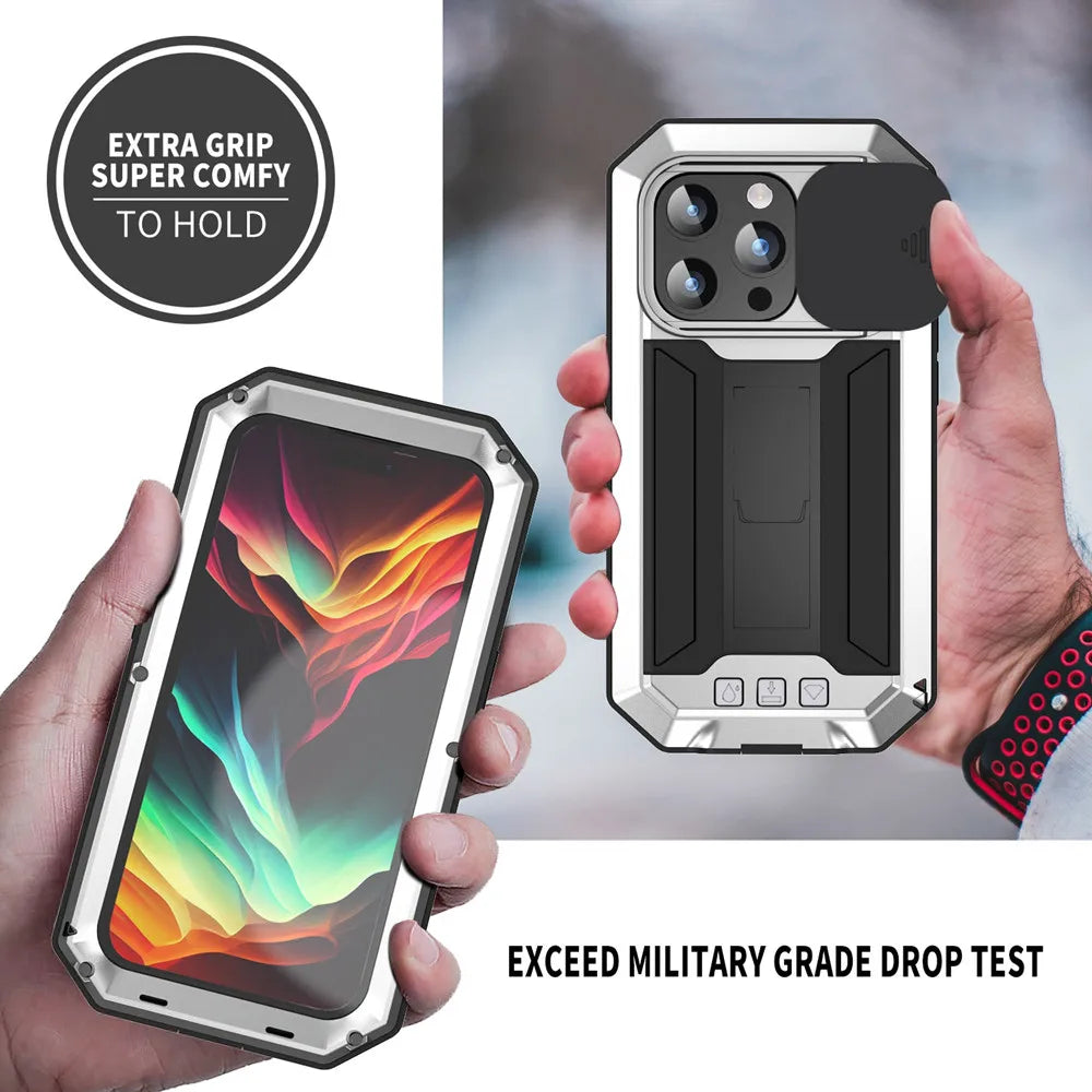 Tempered Glass Armor Metal iPhone Case - DealJustDeal