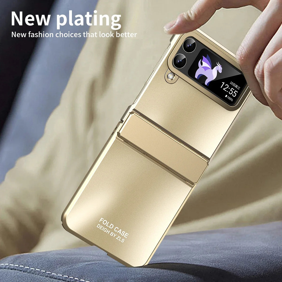 Hinge Plastic Back Electroplated Galaxy Z Flip Case - DealJustDeal