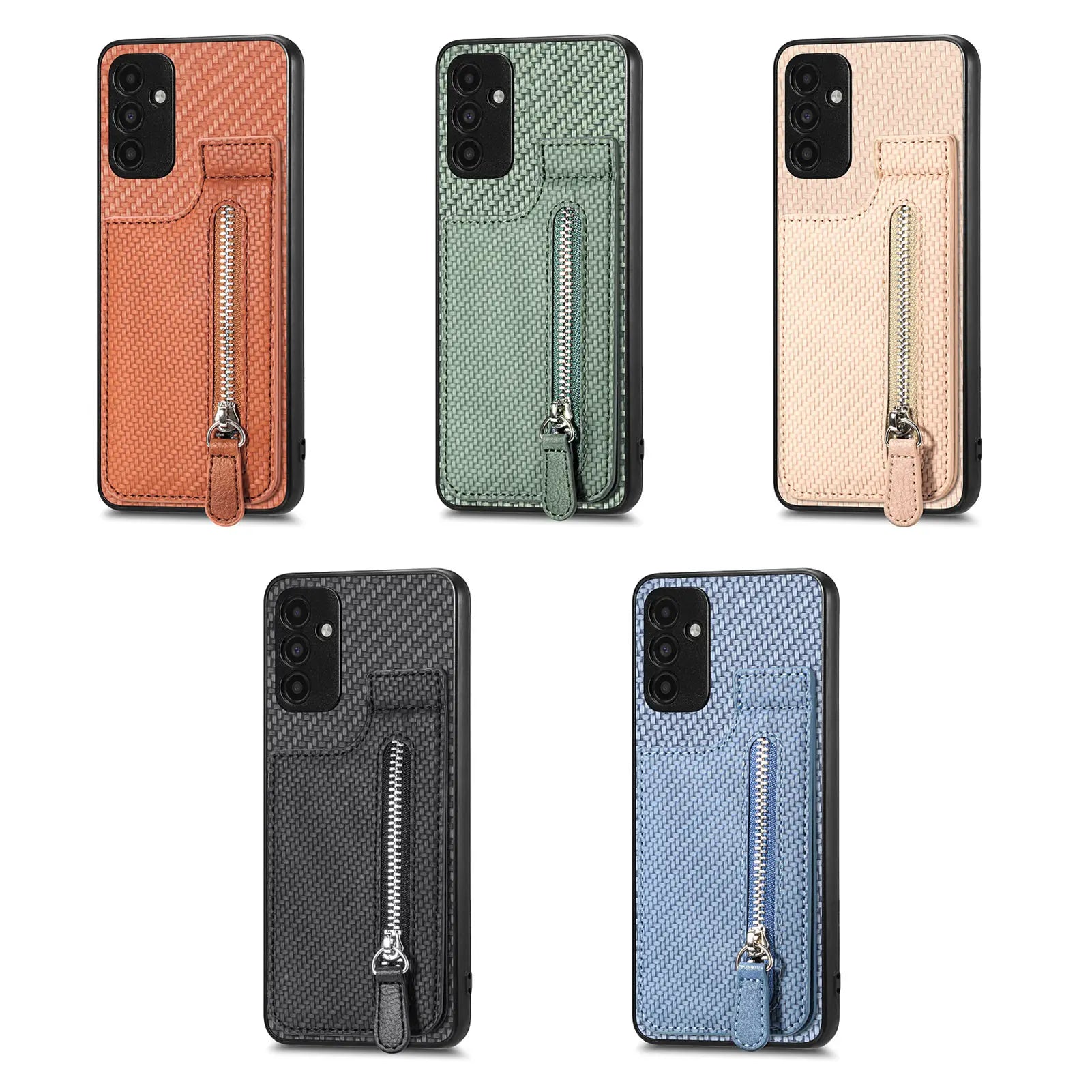 Magnetic Zipper Carbon Fiber Leather Galaxy A Case - DealJustDeal