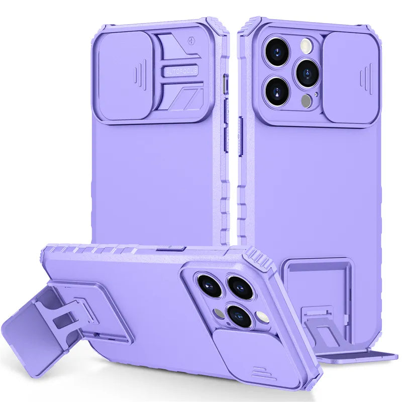 Shockproof Armor Slide Camera Lens Protect iPhone Case - DealJustDeal