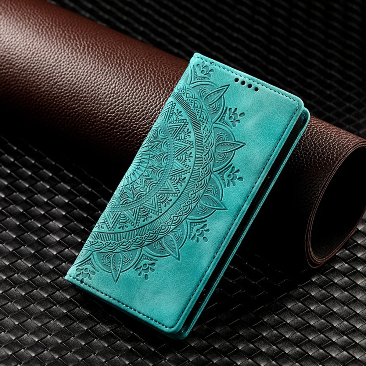 Magnetic Flip Embossed Totem Card Slots Wallet Leather Galaxy Note and S Case - DealJustDeal