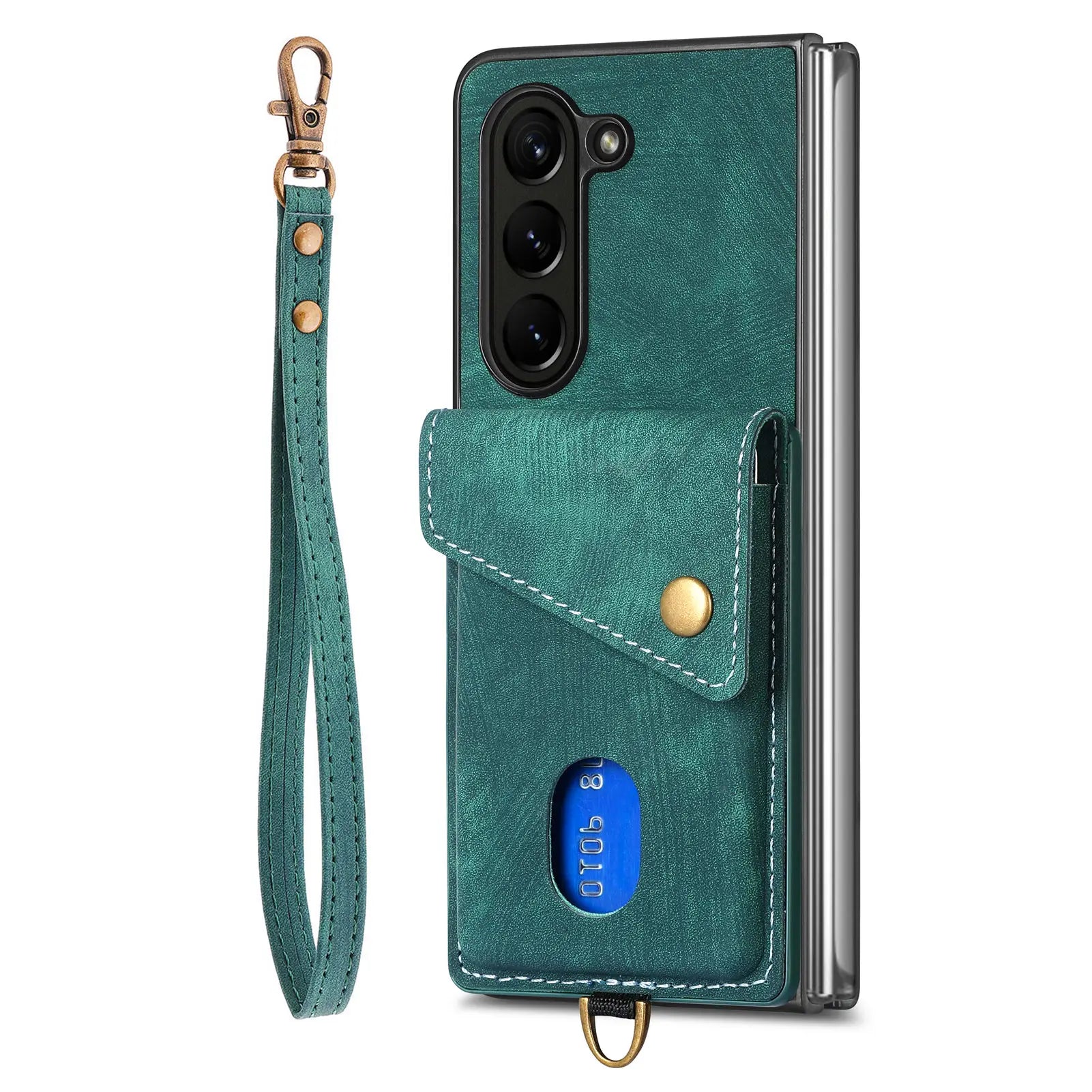 Hand Strap Flip Anti Drop Leather Wallet Galaxy Z Fold Case - DealJustDeal