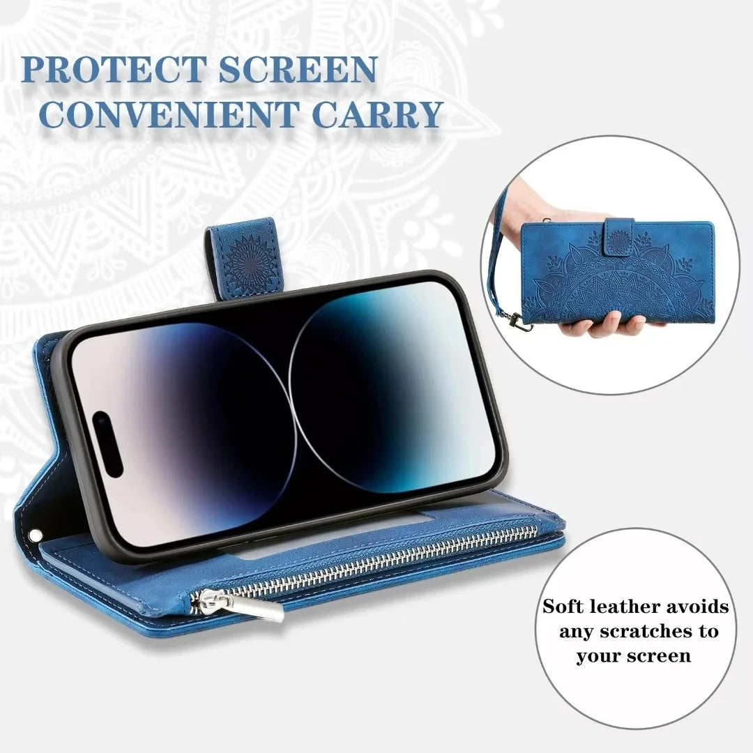 Card Wallet Embossing Leather Flip Galaxy Note and S Case - DealJustDeal