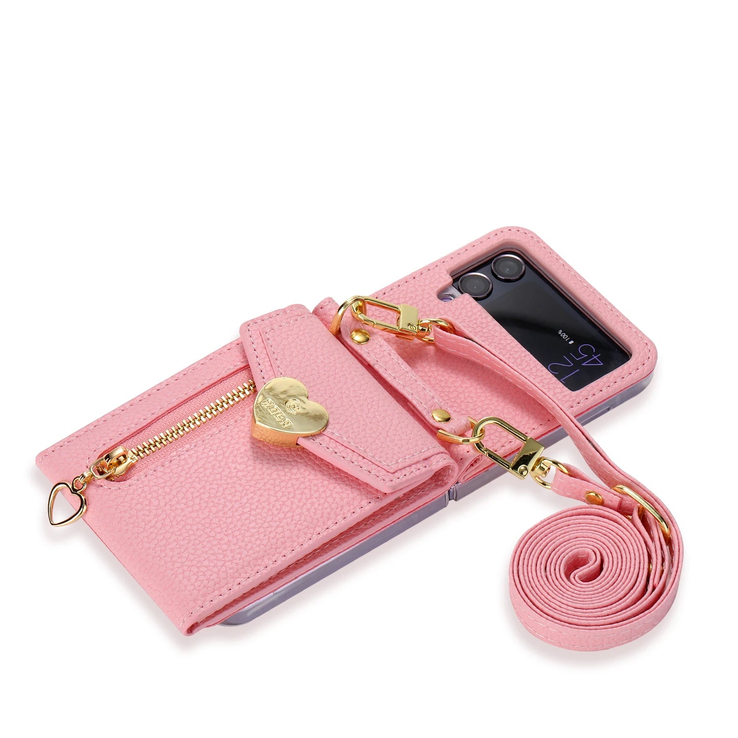 Crossbody Wrist Strap Leather Galaxy Z Flip Case - DealJustDeal