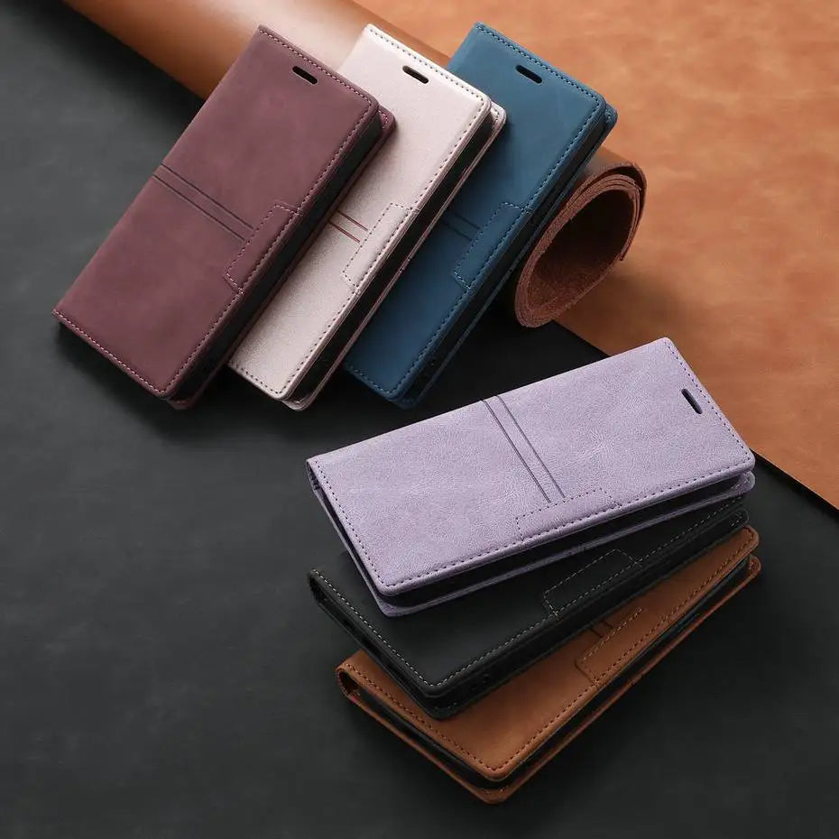 Card Holder Leather Flip Wallet Galaxy Note and S Case - DealJustDeal