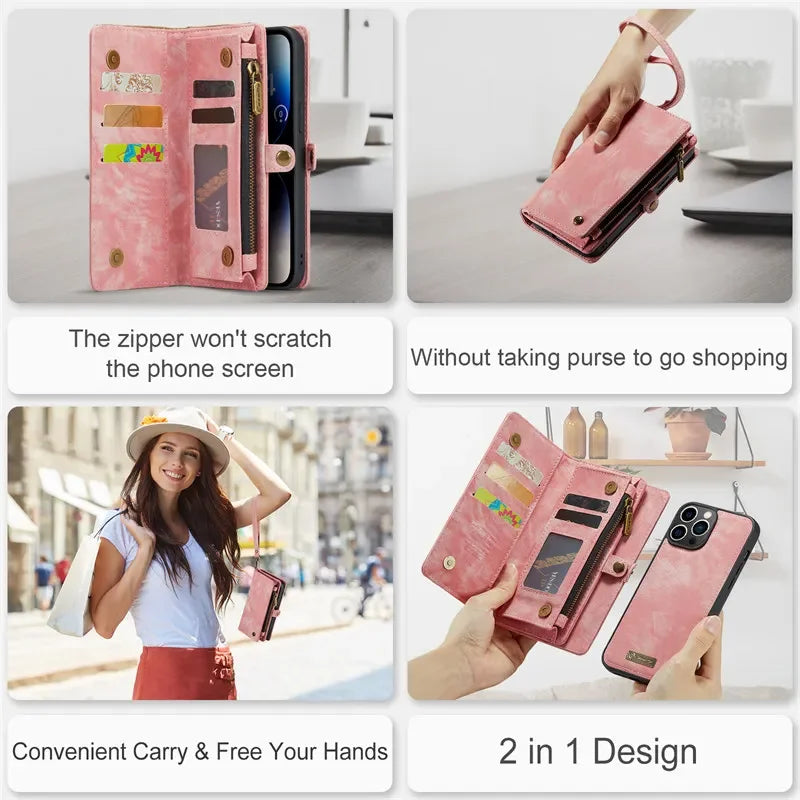 Flip Wallet Leather iPhone Case - DealJustDeal