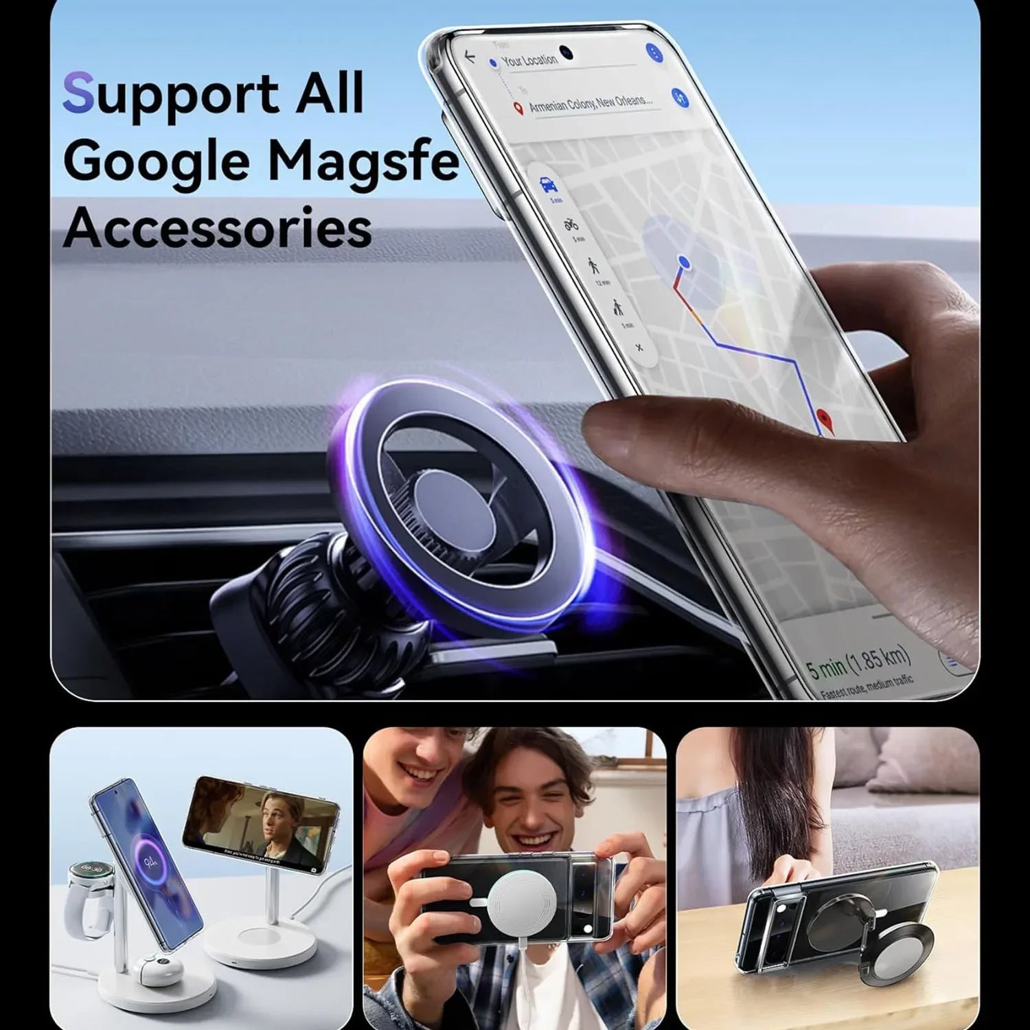 For Magsafe Magnetic Wireless Charging Transparent Google Case - DealJustDeal