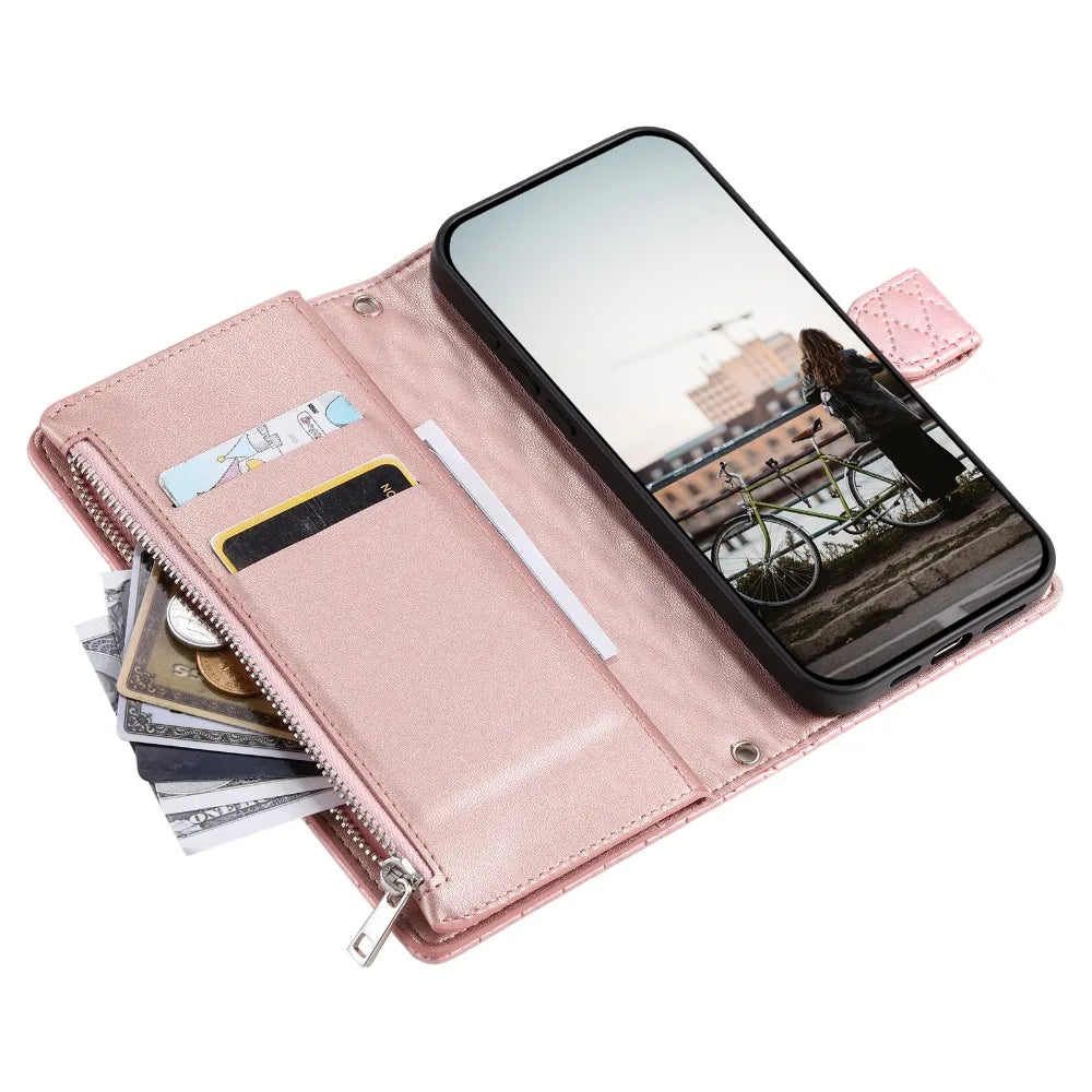 Zipper Wallet Card Crossbody PU Leather Galaxy S Case - DealJustDeal