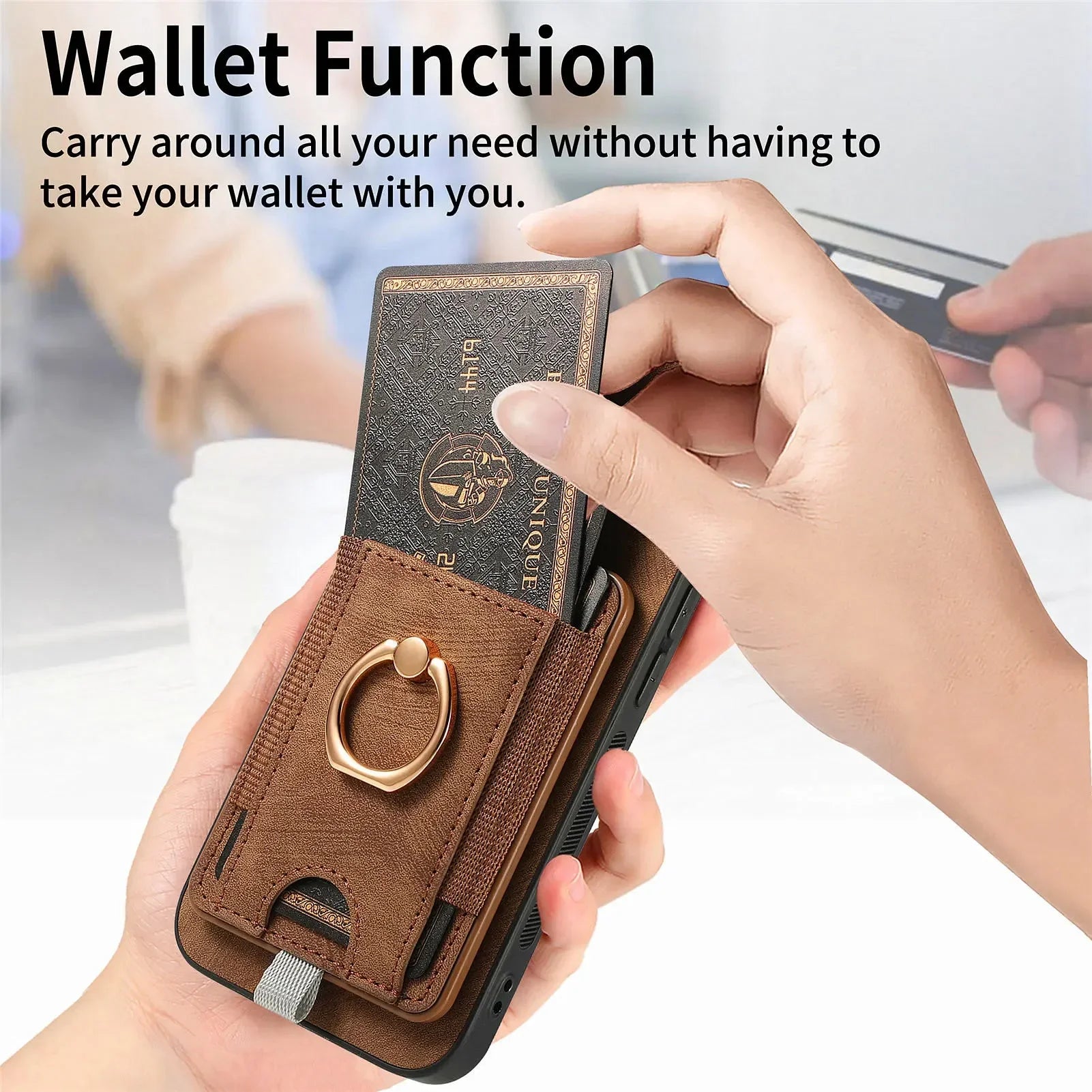 Magsafe Magnetic Separable Card Holder Ring Leather Google Case - DealJustDeal