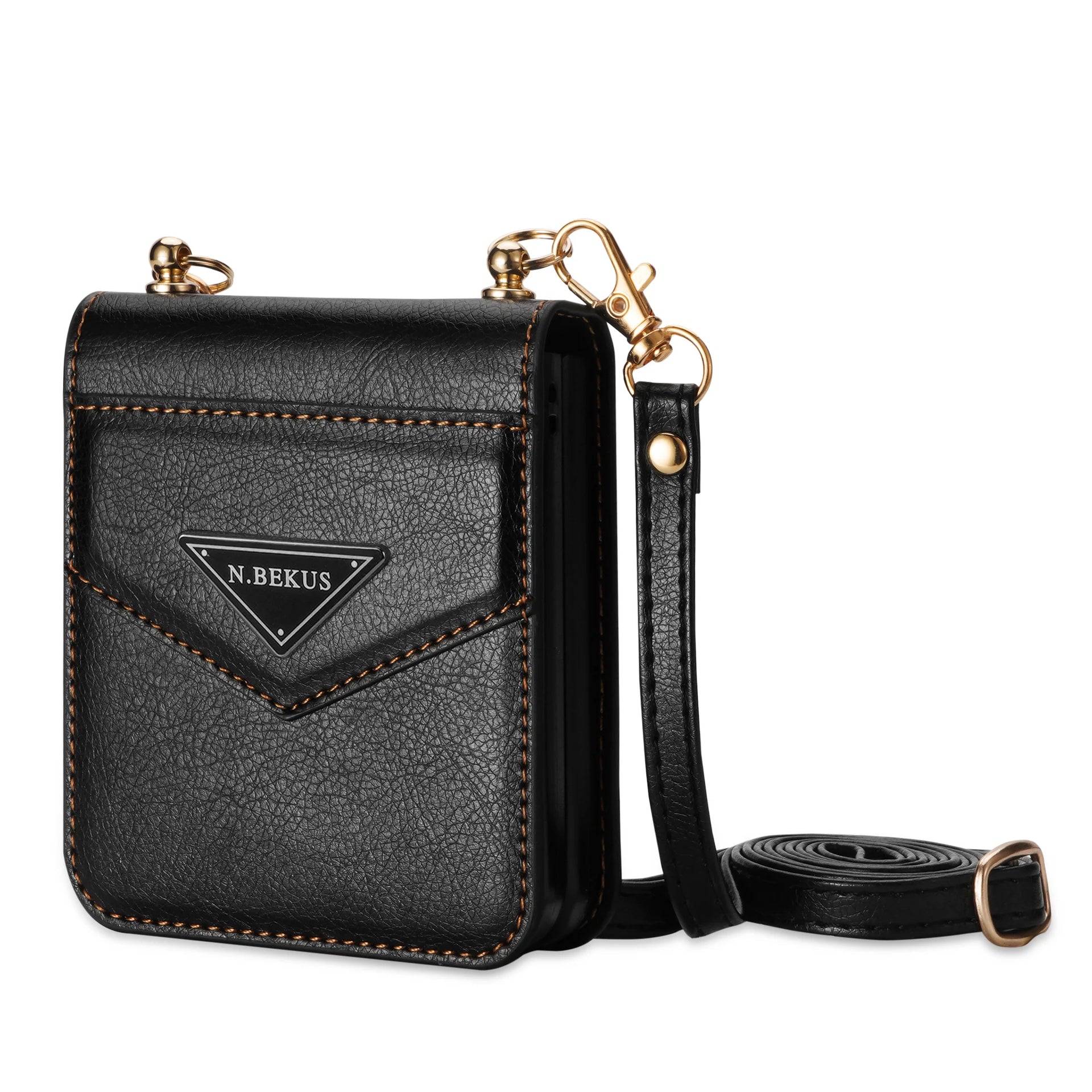 Geometric Cards Slot Crossbody Leather Galaxy Z Flip Case - DealJustDeal