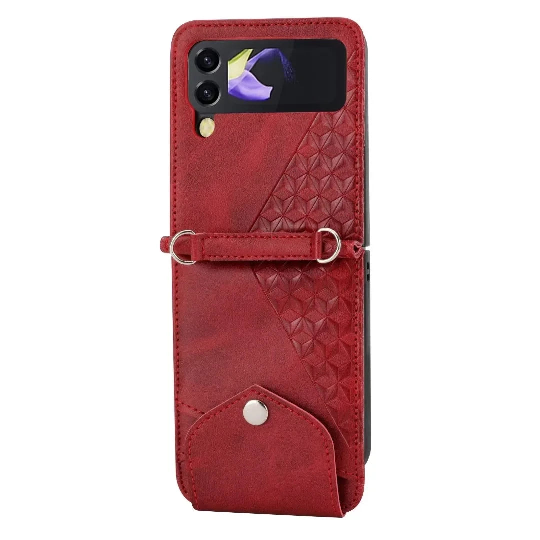 Wallet Cards Holder Hinge Protection Leather Galaxy Z Flip Case - DealJustDeal