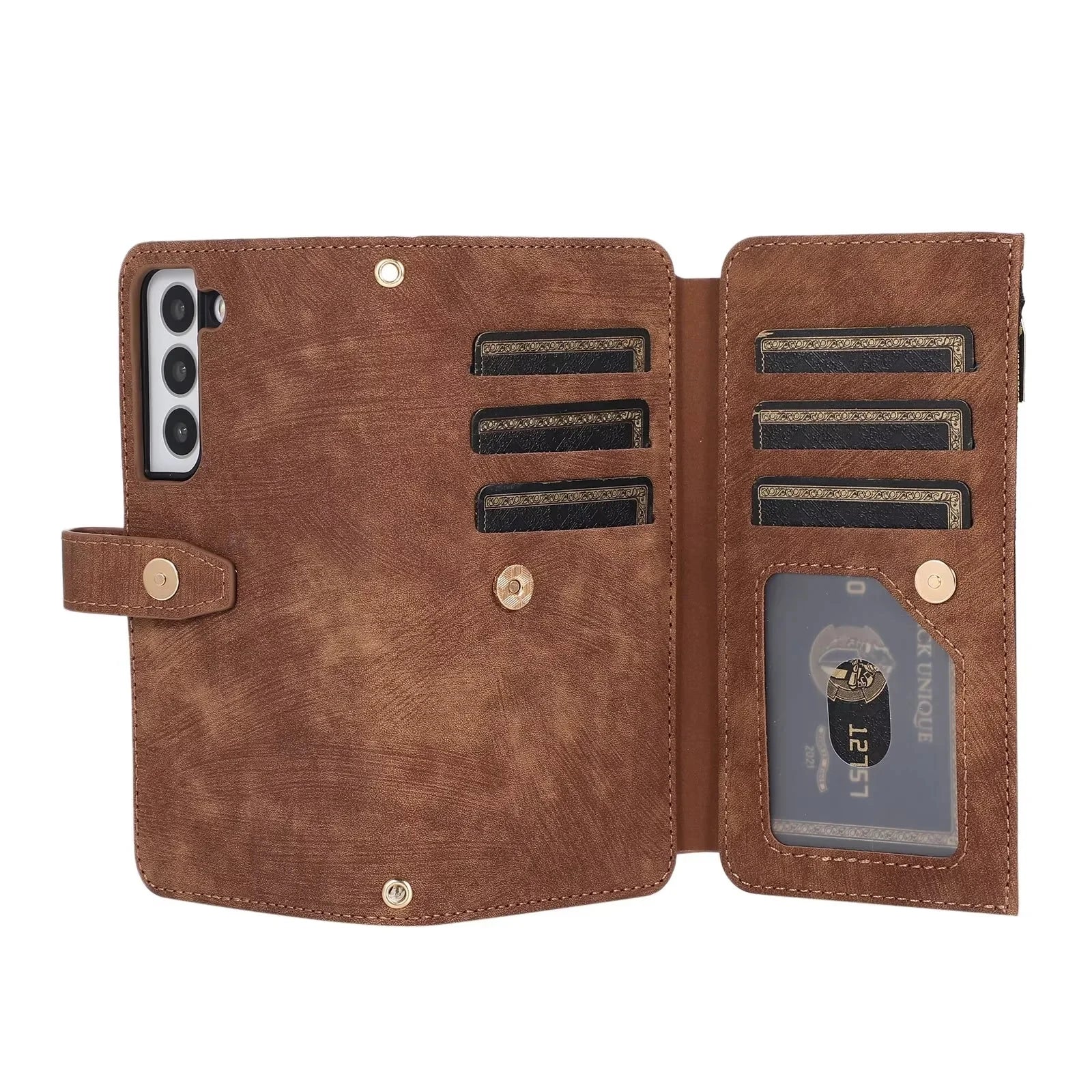 Multi Card Zipper Wallet Flip Leather Galaxy A and M Case - DealJustDeal