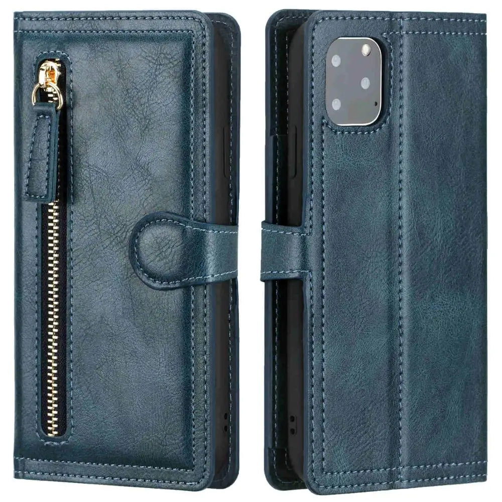 Leather Zipper Flip Wallet iPhone Case - DealJustDeal