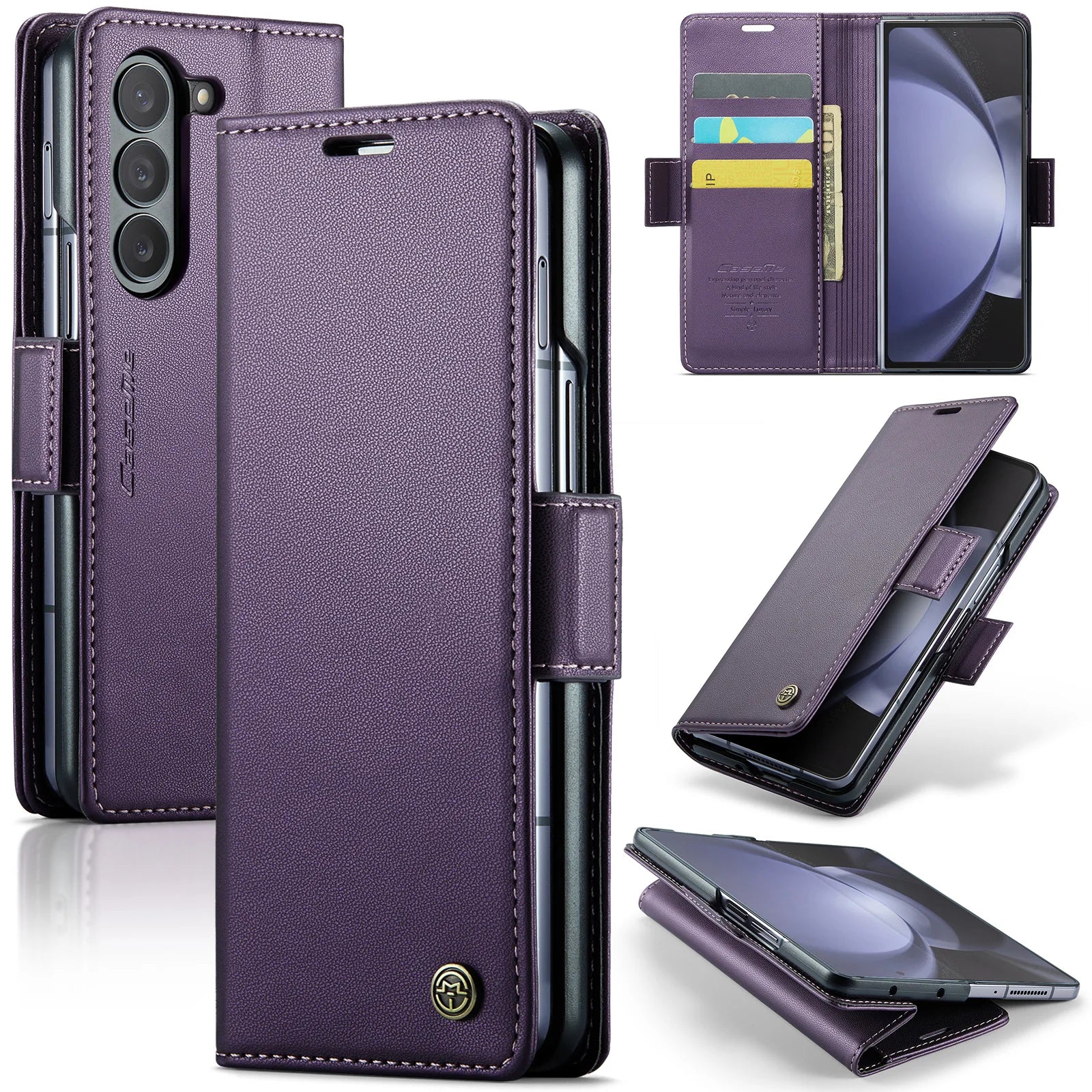 Magnetic Kickstand Card Holder Wallet Leather Galaxy Z Fold Case - DealJustDeal