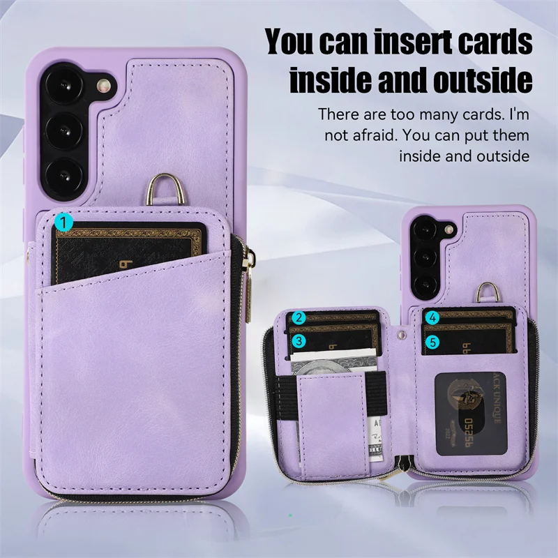 Zipper Wallet Card Flip Leather Galaxy Case - DealJustDeal