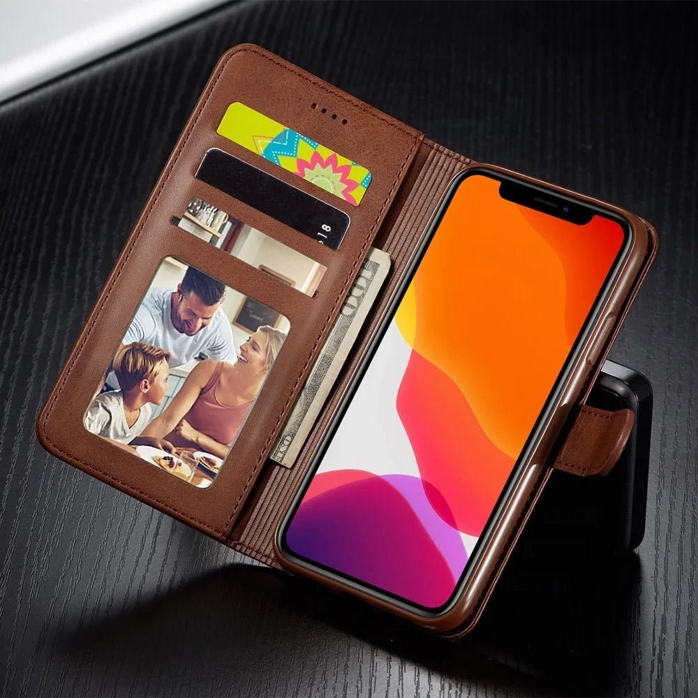 Flip Cover Card Slot Leather Wallet iPhone Case - DealJustDeal